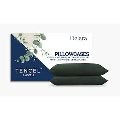 Delara 100% Eucalyptus Lyocell Tencel Pillowcase, Naturally Cooling, Super Soft, Moisture-Wicking, Smooth & Breathable
