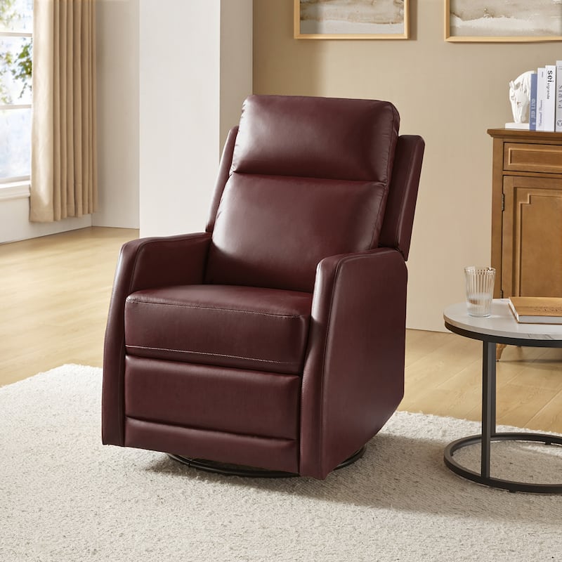 Esteban Modern Faux Leather Manual Rocking Swivel Recliner with Wingback