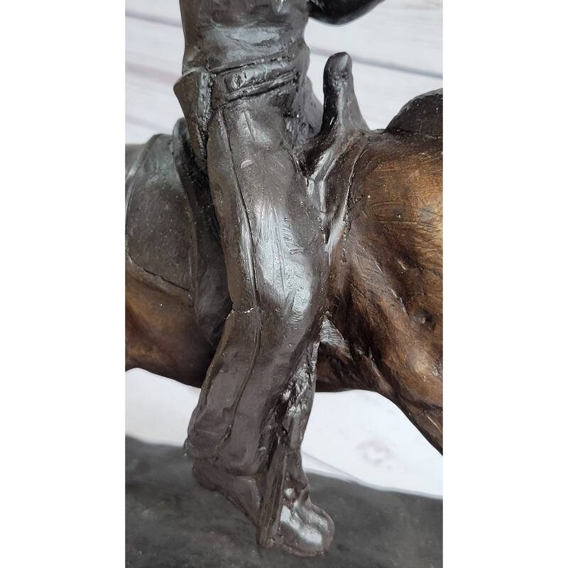Frederic Remington Bronze Cowboy Will Rogers Statue Sculpture Western Art 14 Inches X 16 Inches