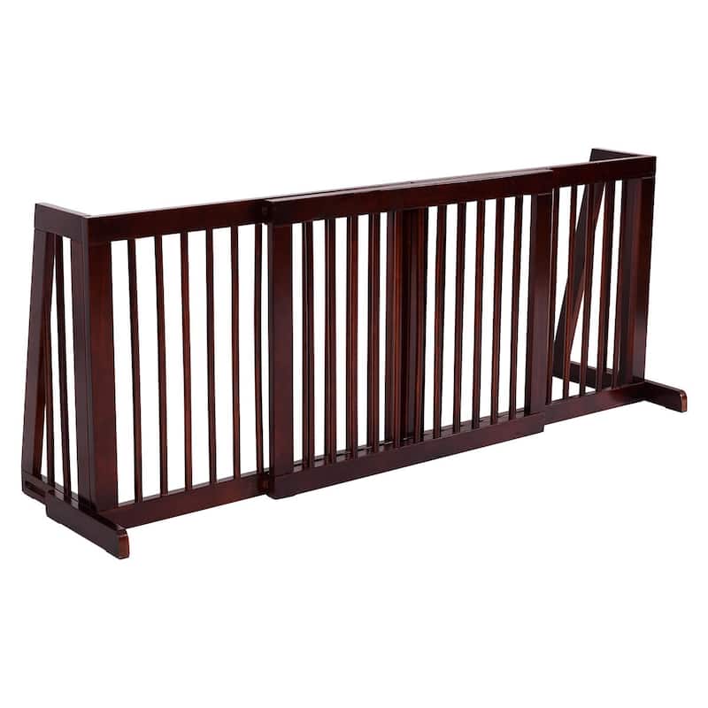 Folding Adjustable Free Standing 3 Panel Wood Fence - 80" x 22" x 0.8"