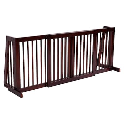 Folding Adjustable Free Standing 3 Panel Wood Fence - 80" x 22" x 0.8"