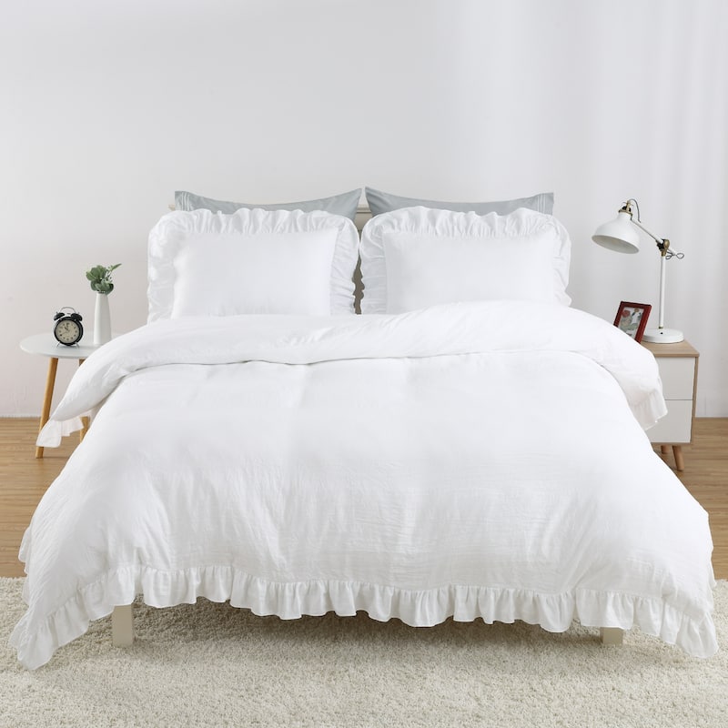 Super Soft 3Pcs Duvet Cover Set, with 1 Duvet Cover with 2 Pillow Shams - White - 104"x90"+2pcs20*36"