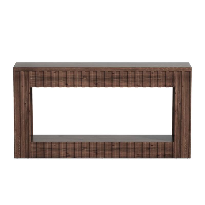 Solid Wood Sofa Table, 63" Long Console Table with Open Storage, Entryway Table for Living Room, Hallway, Foyer