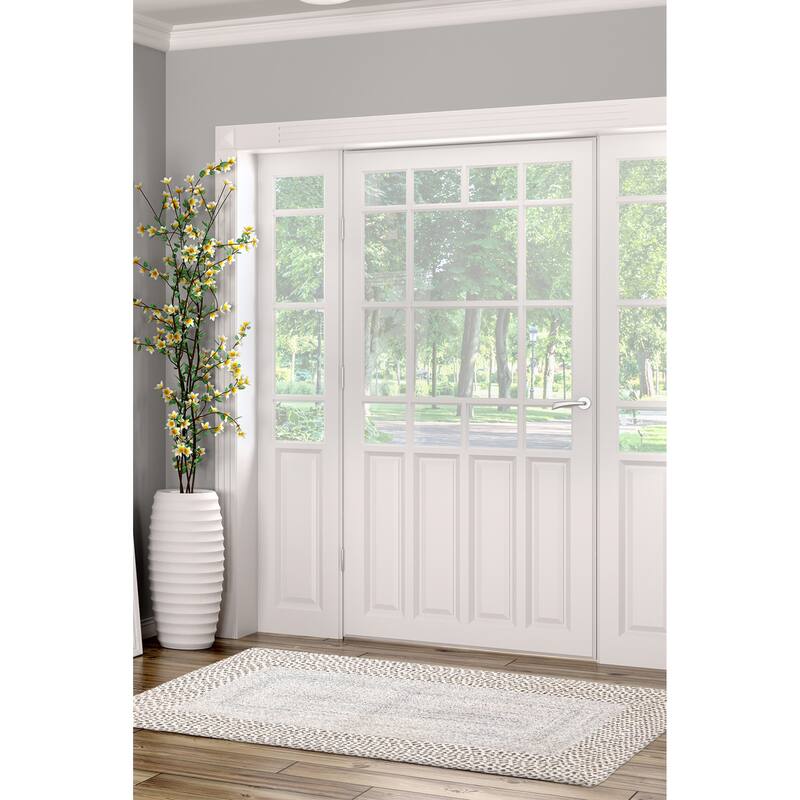 ECARPETGALLERY Braid weave Sienna Light Grey Wool Rug - 2'6 x 4'6