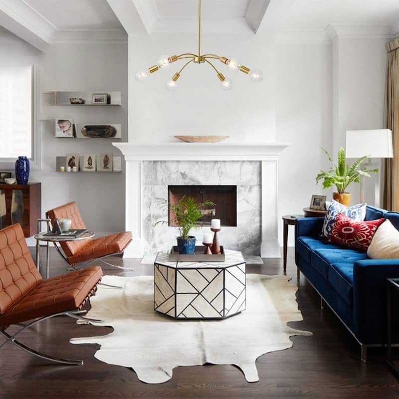 6-Light Mid-century Modern Spider Metal Chandelier - 28.0 in