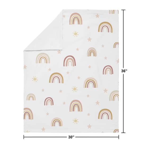 Boho Rainbow Girl Baby Receiving Security Swaddle Blanket -Blush Pink Dusty Rose Gold Yellow Mauve Beige Bohemian Star Celestial