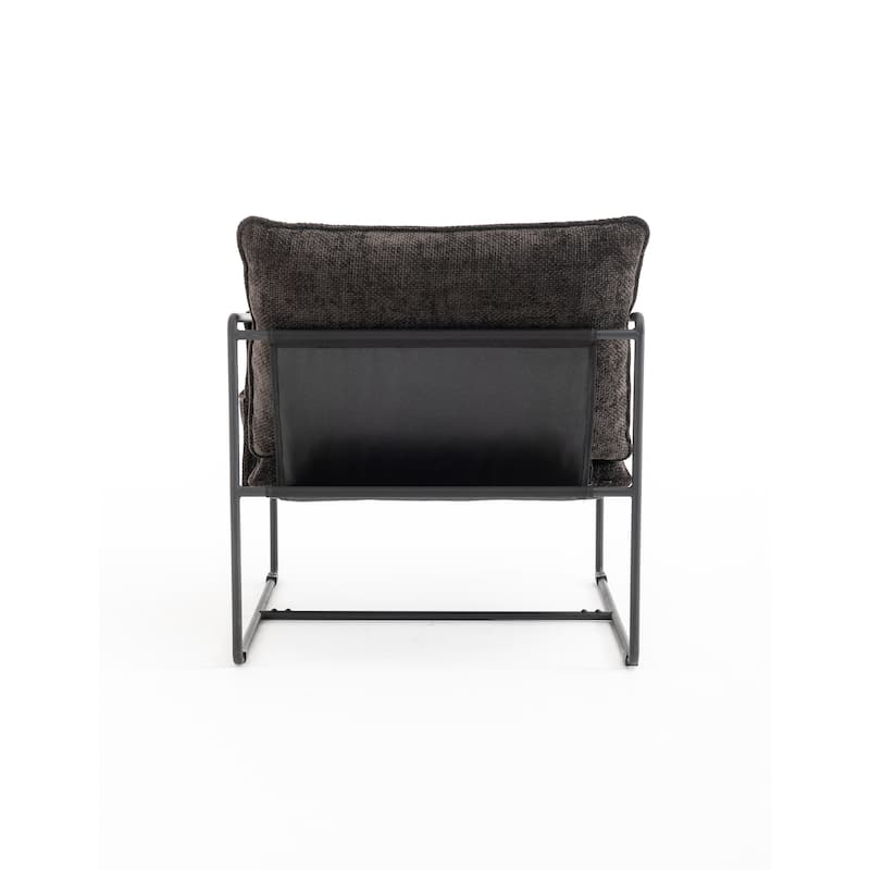 Woven Velvet Armchair (2-Pack) Metal Frame with Crushed Foam Cushions and Arm Pockets（350lb Capacity）