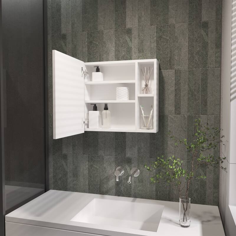 2-Shelf Medicine Cabinet with Mirror - White