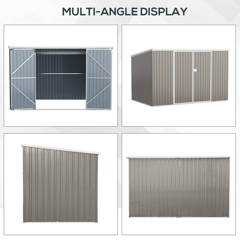 Outsunny 11' x 6' Steel Garden Storage Shed, Outdoor Utility Tool House with Double Lockable Doors for Backyard, Patio, Lawn