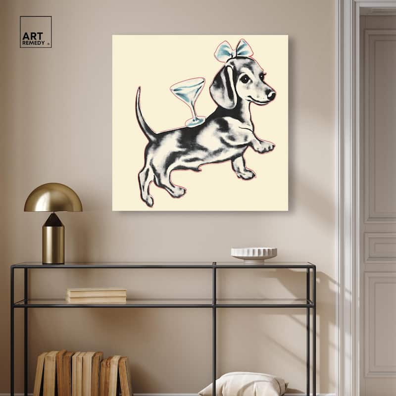 Martini Pup II Canvas by Art Remedy, Gallery Wrapped