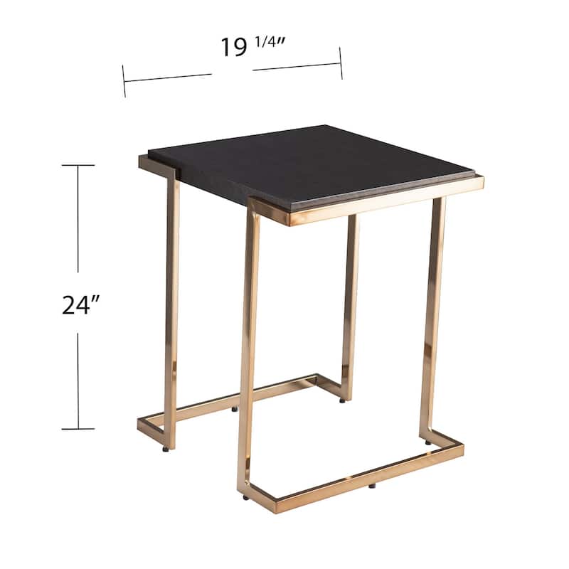 24" Modern Black MDF and Metal Side Table with Sled Base for Living Room or Bedroom Decor - 24" H x 19.25" W x 19.25" D