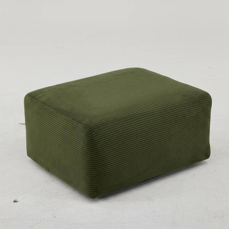 33.46 in. W Corduroy Boneless Rectangle Ottoman - Green