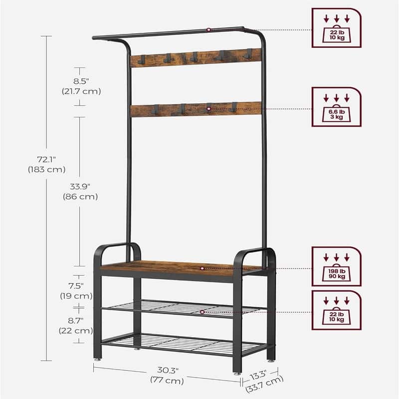 Entryway Bench with Coat Rack
