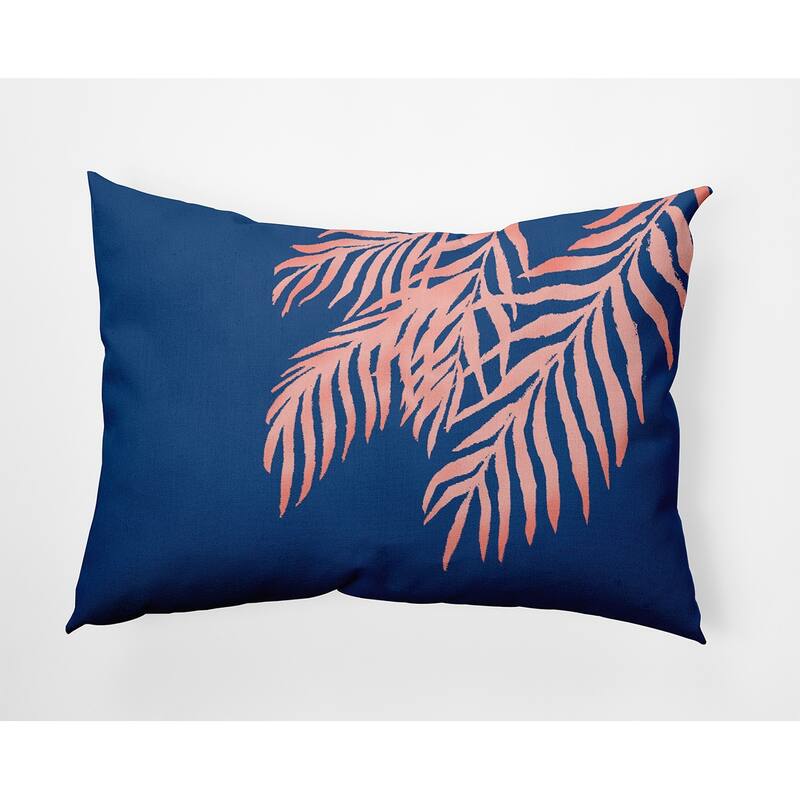 Blowing Palm Fronds Decorative Throw Pillow - 14" x 20" - Nautical Navy