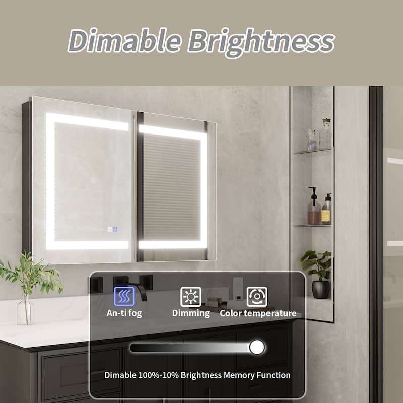 ExBrite 20" x 26" LED Bathroom Medicine Cabinet with Mirrors, Defog