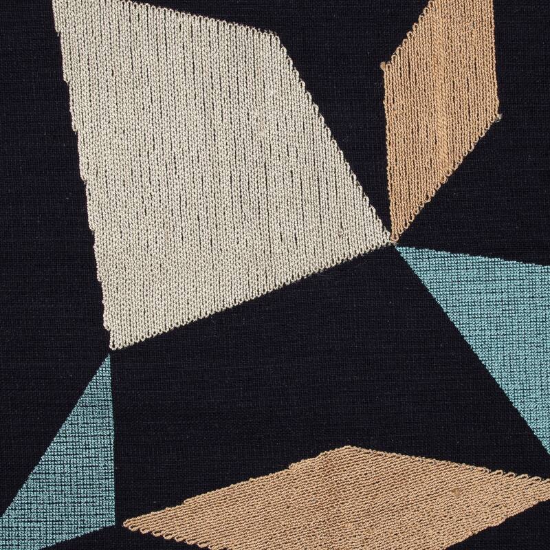 Handwoven Abstract Geometric Square Throw Pillow - 20" - Denim Blue and Beige