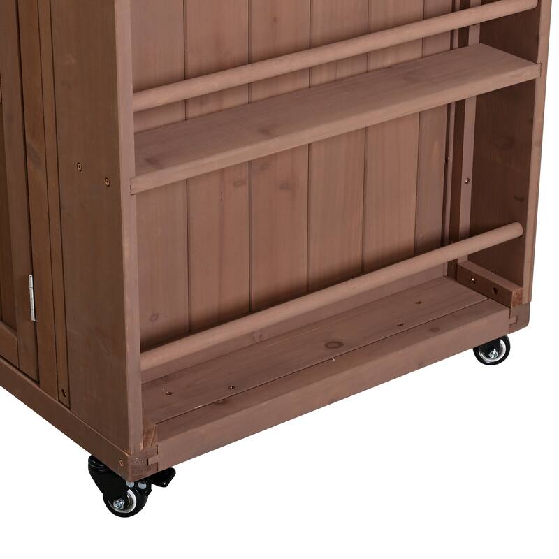 Extendable 41.9" Outdoor Kitchen Island with Stainless Steel Top and Side Spice Rack, Kitchen Cart with Drawers, Storage Cabinet