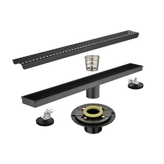 12-Inch Rectangular Shower Floor Drain with Flange, Removable Grille ...
