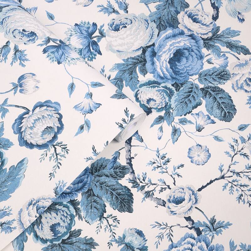 Laura Ashley Uffington Roses Dark Seaspray Wallpaper
