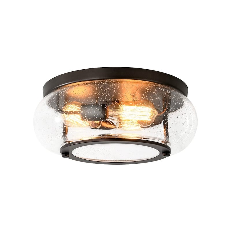 Oil Rubbed Bronze 3-Light Round Glass Flush Mount Ceiling Light