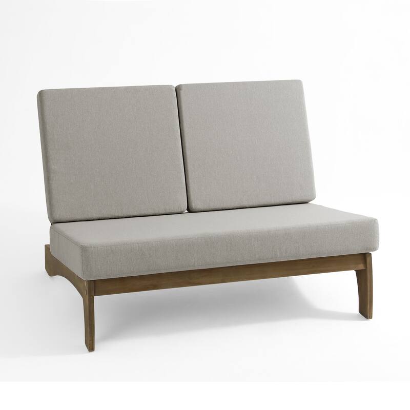 Casual Teak Outdoor Patio Conversation Set with Cushioned Sofa Loveaseat