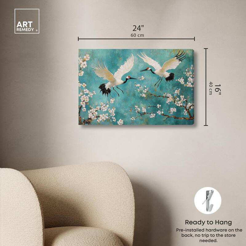 Gentle Tiger Nap Canvas Elegant Birds by Art Remedy, Gallery Wrapped