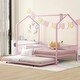 preview thumbnail 2 of 15, House-Shaped Metal Full Size House Bed with Fence and Twin Trundle