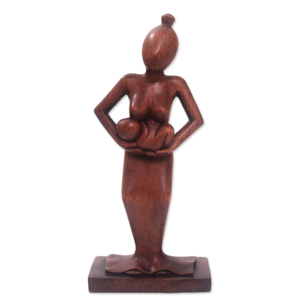 Novica Handmade Adoring Mother Wood Statuette