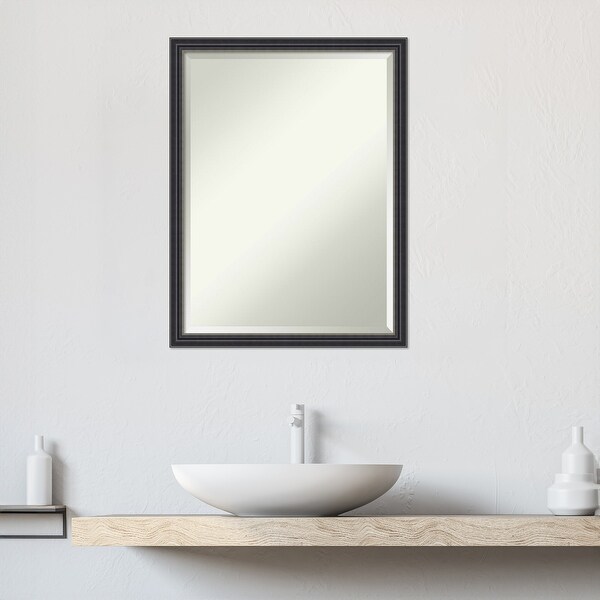Stylish Black Beveled Wood Framed Bathroom Vanity Wall Mirror