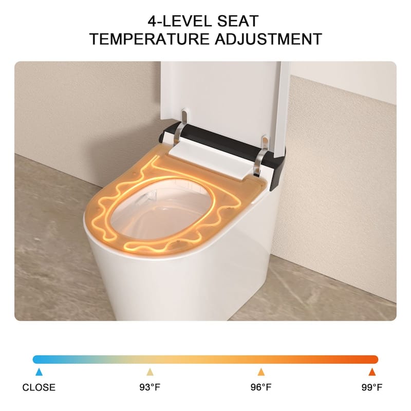 1-Piece 1.28 GPF Auto Single Flush Elongated Bidet Toilet Smart Toilet in White