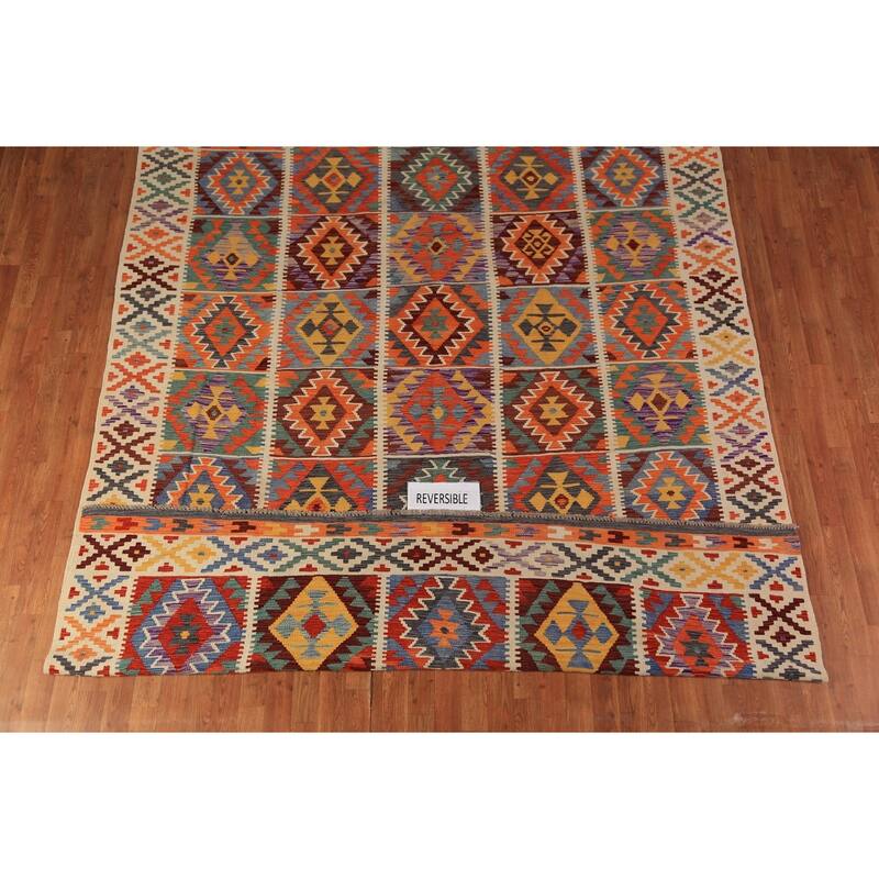 Kilim Oriental Area Rug Flatweave Reversible Multi-Color Wool Carpet - 8'0"x 11'6"