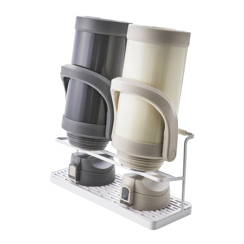 Yamazaki Home Countertop Bottle Drying Rack, Steel, Holds 4.4 lbs - L 4.72 x W 12.6 x H 6.69 inches - White