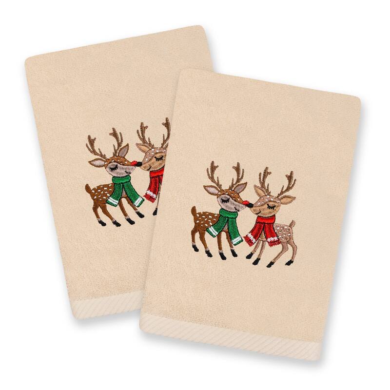 Authentic Hotel and Spa Christmas Kisses 2 PC Hand Towel Set - Sand