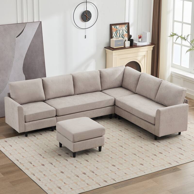 Snow Velvet Sectional Sofa