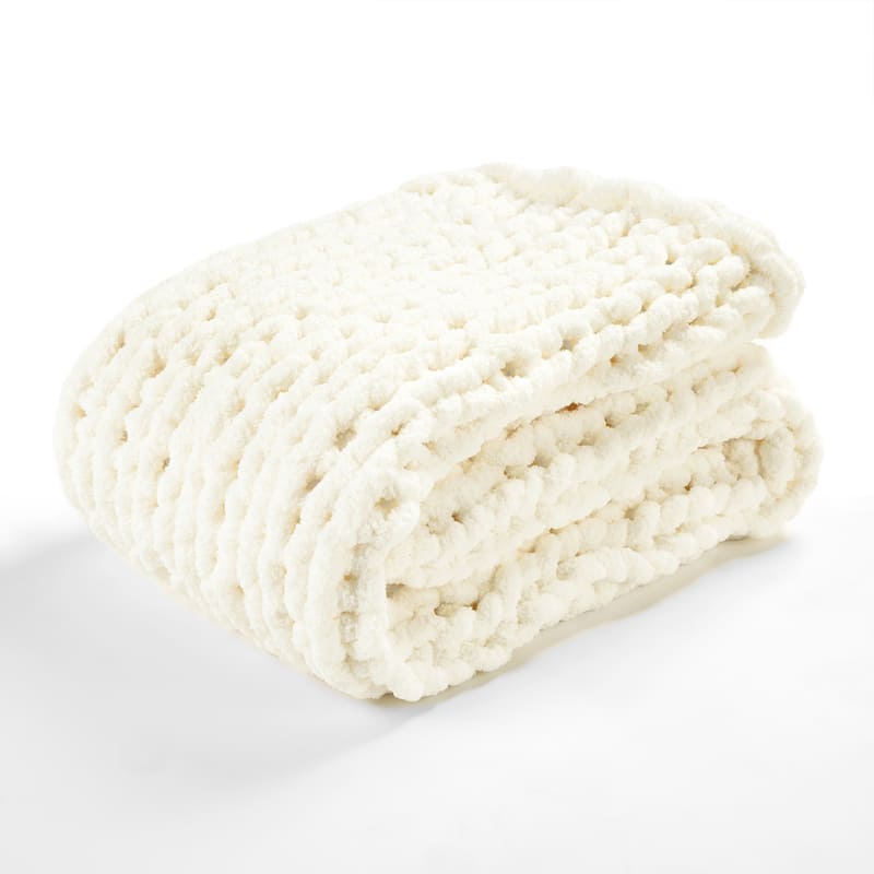 Lush Decor Hygge Ultra Soft Cozy Chenille Chunky Knit Throw