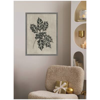 Kate and Laurel Framed Canvas Holly Berry by Nikita Jariwala