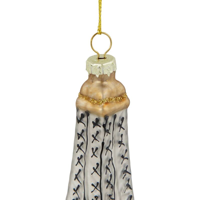 4.75" Silver Eiffel Tower Glittered Christmas Glass Hanging Ornament