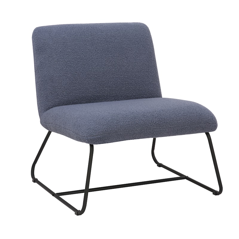 Porthos Home Sela Accent Chair, Fabric Upholstery, Steel Sled Legs - Blue