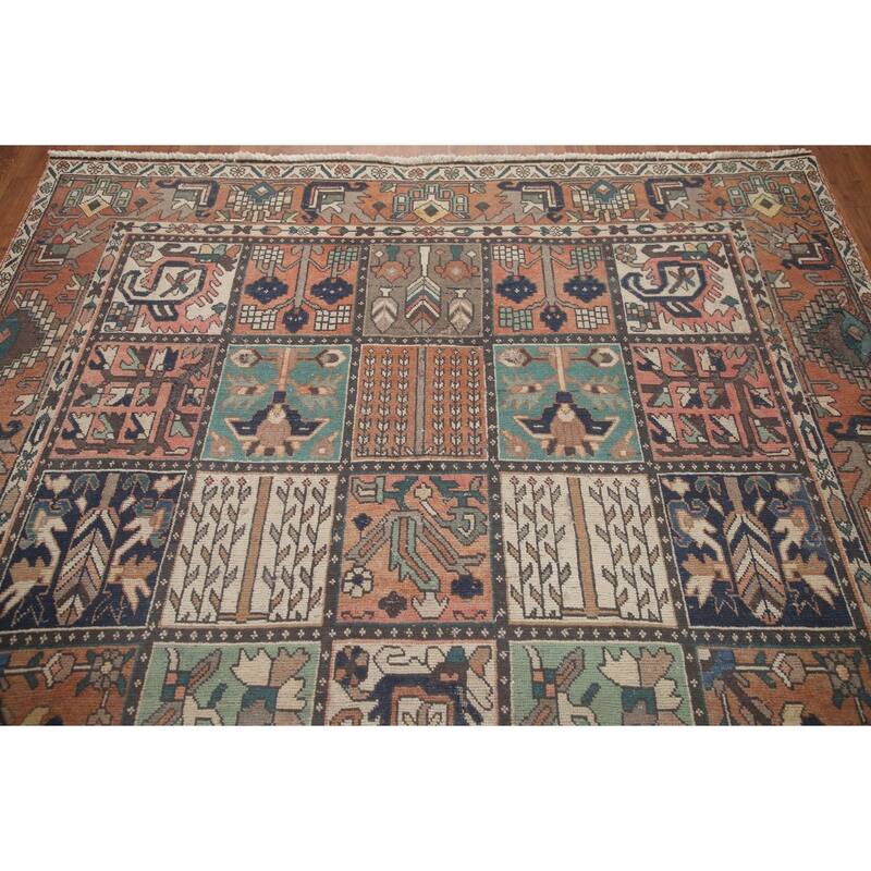 Hand Knotted Oriental 100% Wool Carpet Traditional Garden Design Multi-Colored Bakhtiari Area Rug - 10' 5'' X 6' 8''