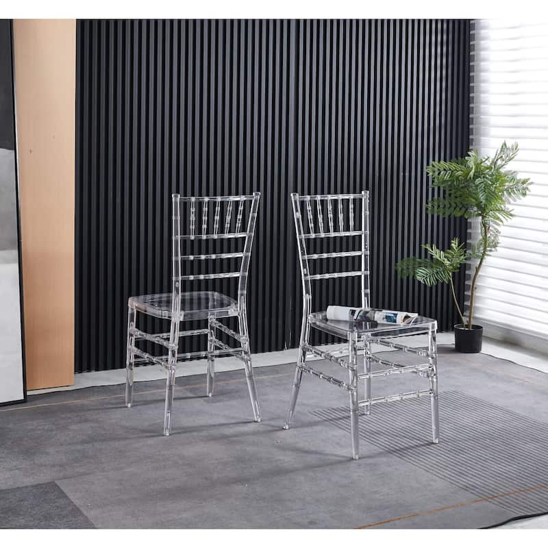 GDFStudio - Alva 19.68-inch Transparent Stackable Chiavari Wedding Chair Set, Set of 4 - Slatt back