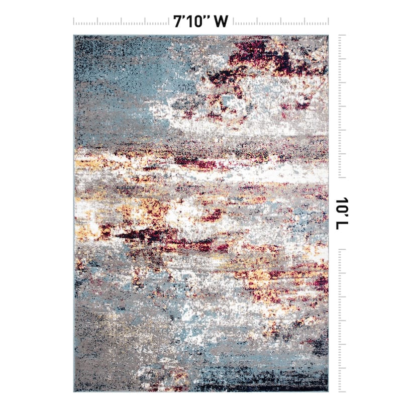 World Rug Gallery Distressed Abstract Watercolor Area Rug