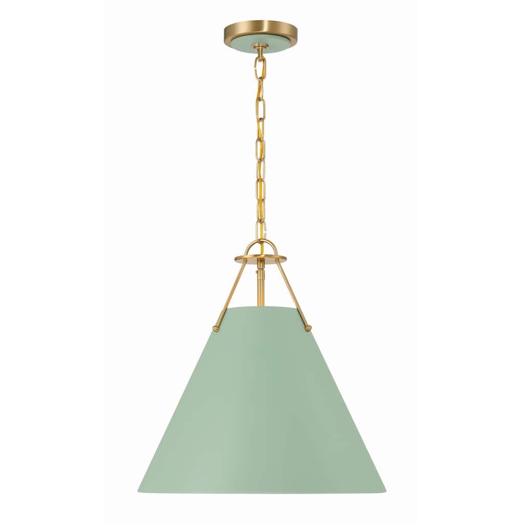 Xavier 3 Light Vibrant Gold and Green Pendant - 16"W x 16.5"H x 16"D
