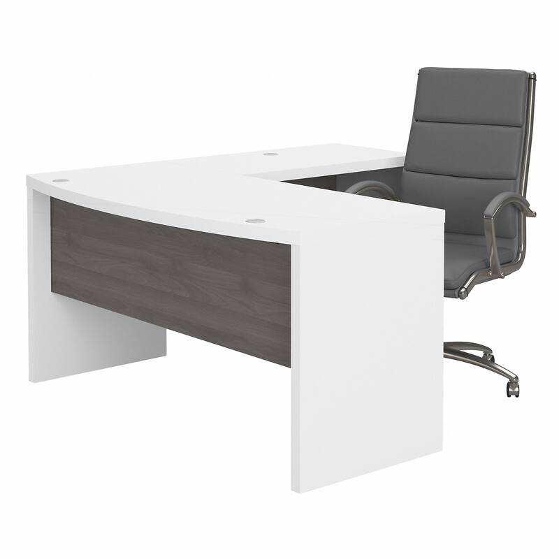 Echo L Shaped Bow Front Desk with Chair by Bush Business Furniture
