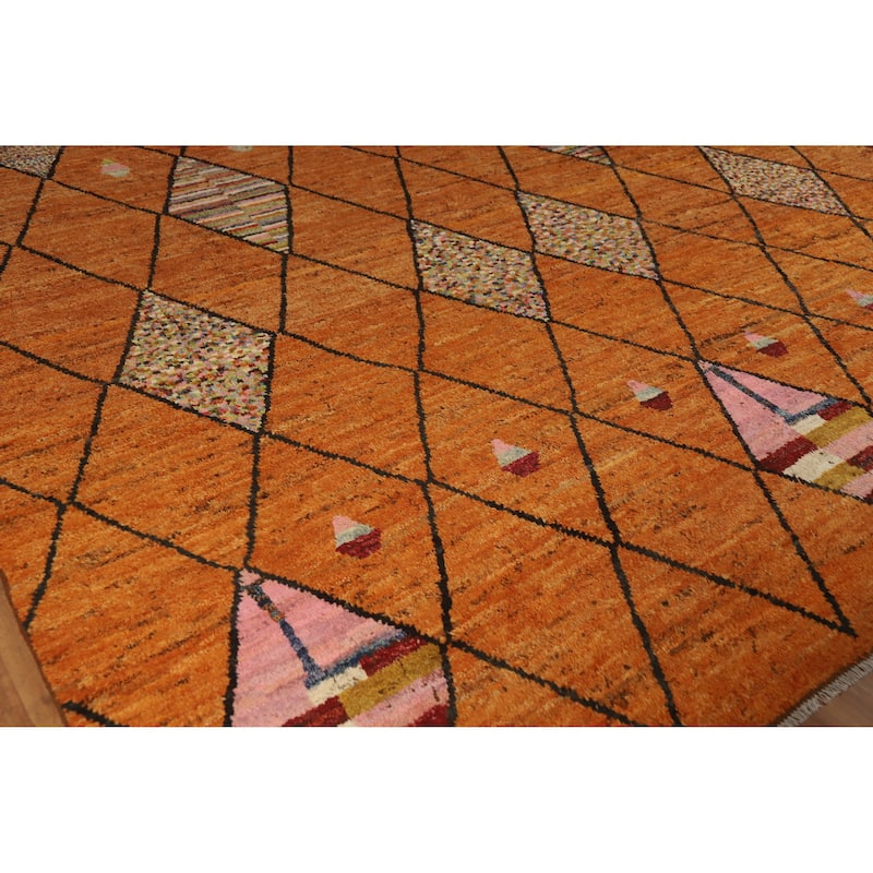 All-Over Trellis Moroccan Oriental Large Rug Handmade Wool Carpet - 10'1" x 14'1"
