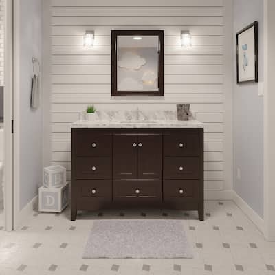 KitchenBathCollection Abbey 48" Bathroom Vanity with Carrara Marble Top
