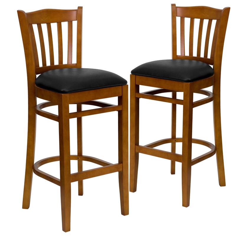 2Pk Vertical Slat Back Wood Restaurant Barstool - Hospitality Seating