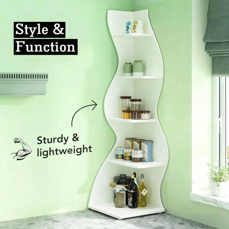 5-Tier Corner Wall Bookshelf - Storage Rack and Plant Stand