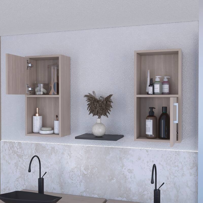 Wall-Mounted Bathroom Medicine Cabinets with Open Shelf, Sleek Handles for Storage and Organization