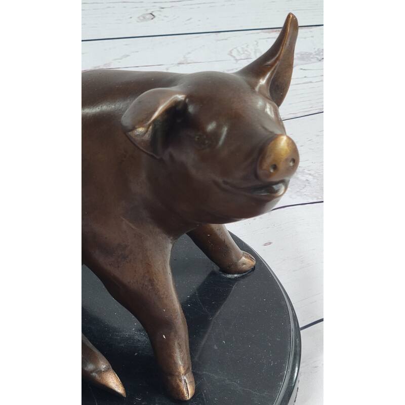Bronze Metal Cute Pig Statue Sculpture Figure Figurine After Pj Mene 8.5 Inches X 10 Inches