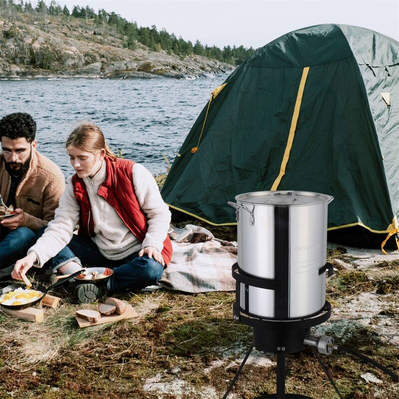 30QT Propane Turkey Fryer Set Silver Aluminum Pot